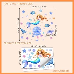 Luminous mermaid sea animal wall stickers set 30x20cm for kids bedroom decor