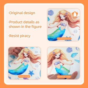 Waterproof PVC mermaid wall stickers with easy-peel adhesive backing for kids bedroom