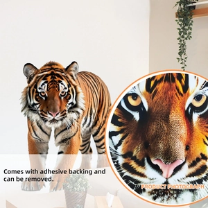 Realistic fierce tiger wall sticker with self-adhesive backing for living room decor