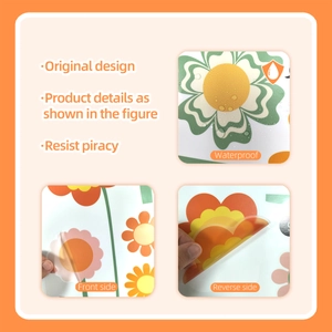 Detail showing waterproof feature and texture of bohemian floral wall stickers