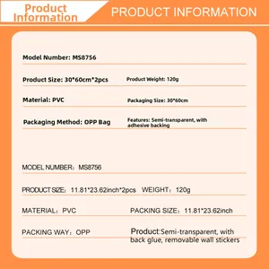 Tableau de spécifications pour stickers muraux MS8756 en PVC avec motif de tournesol