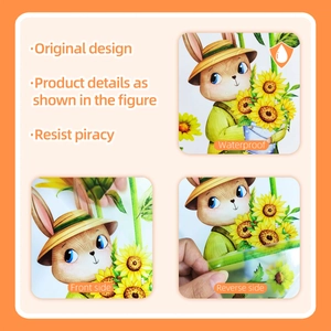 Stickers muraux lapin tournesol étanches pour chambre d'enfant avec design original en PVC