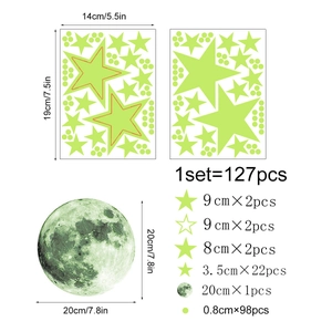 127pcs glow-in-the-dark stars and moon wall stickers for kids' bedroom ceiling