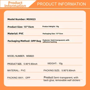 Detailed product dimensions and specifications for floral butterfly PVC wall sticker