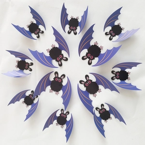 Halloween Bat Wall Stickers Purple Wings Cartoon Cute PVC Home Party DIY Festive Decoration Decals Indoor Room Ornaments