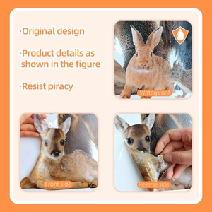 Waterproof forest animal window stickers showing deer and rabbit details with adhesive back