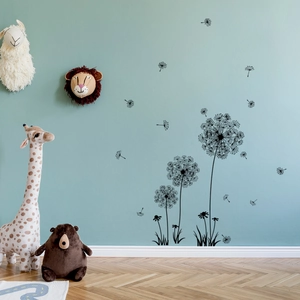 Wandtattoo Set Pusteblume in Schwarz mit fliegenden Samen für moderne Kinderzimmer Deko