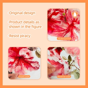 Adesivi murali floreali impermeabili con fiori rosa mostrano lato anteriore e retro