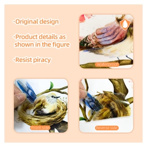 Waterproof wall sticker featuring colorful birds on peach branches and a bird nest