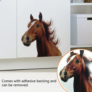 Removable 3D horse head wall decal with self-adhesive backing for home decoration