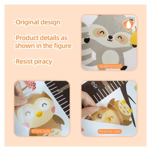 Waterproof cartoon animal growth chart wall sticker for kids height measurement up to 150cm