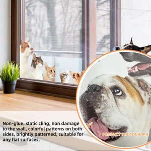 Creative double-sided static cling stickers featuring cute pets for glass window decoration
