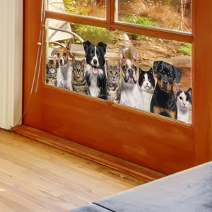 Autocollants statiques mignons avec 9 chats et chiens de dessin animé pour vitres
