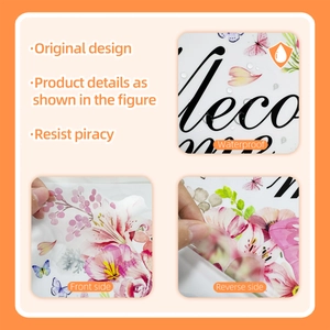 Close-up of waterproof floral wall sticker with pink lilies and Welcome text detail