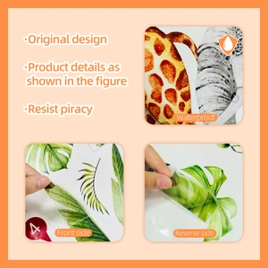 Waterproof tropical leaf wall sticker showing giraffe texture and palm leaf details