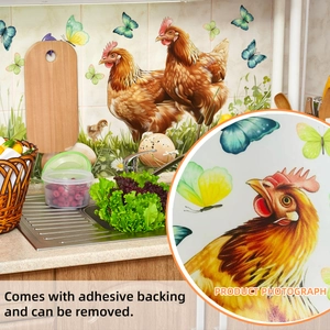 Pastoral style hen and butterfly self-adhesive wall sticker for kitchen and bedroom wall decor