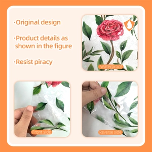 Waterproof rose flower static window film with double-sided visual floral design