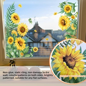 Double-sided sunflower static cling window decals for home glass decoration