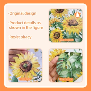 Waterproof sunflower window film showing double-sided visual effect and PVC material detail