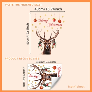 Christmas reindeer and star window stickers, double-sided PVC decals for holiday decor