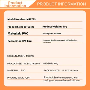 Detailed PVC wall sticker specifications for Believe butterfly quote, size 30x60cm