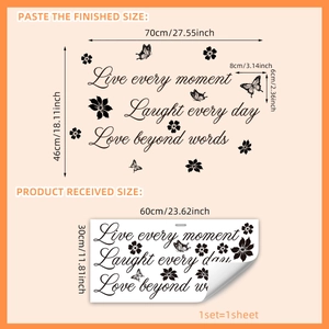 Inspirational quotes wall decal with butterflies and flowers for home office decoration