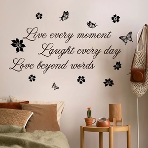 Inspirational black vinyl wall decals featuring butterfly motifs for home bedroom decor