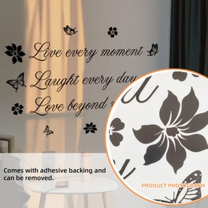 Inspirational butterfly and flower wall stickers set with motivational quotes for home decor