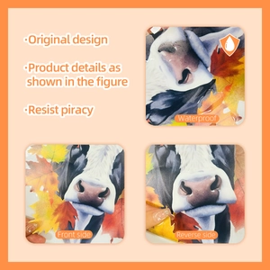 Waterproof double-sided cow and maple leaf static window stickers with creative autumn design