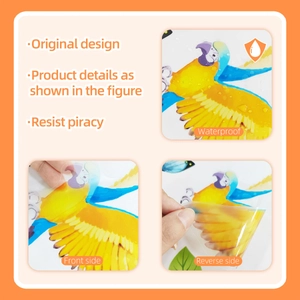 Waterproof parrot wall sticker with tropical banana leaf for home background decoration