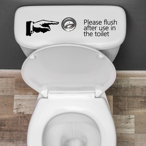 Creative black vinyl toilet sticker with Please Flush hand gesture for bathroom decor