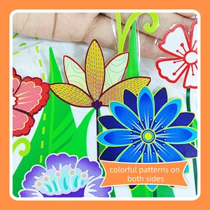 Detail of static glass sticker with double-sided floral patterns and high transparency