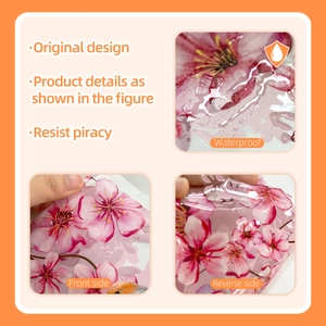 Waterproof cherry blossom static cling window stickers with double-sided visual design