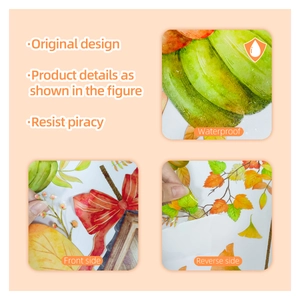 Waterproof double-sided autumn leaves and bow static window decals for fall home decor