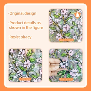 Waterproof cherry blossom window stickers with double-sided pink floral patterns
