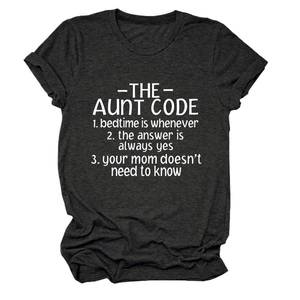 Detailed view of dark gray crew neck T-shirt fabric with white text print