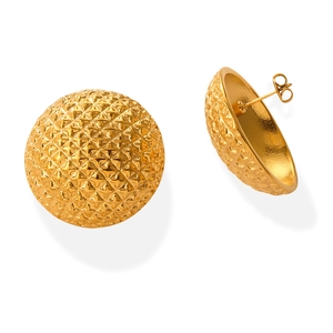 Pendientes vintage de acero al titanio dorado con relieve de estrellas para mujer
