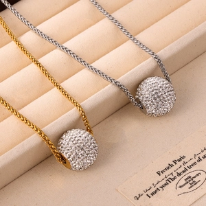 Colliers à chaîne Chopin avec pendentifs sphériques en or et argent sertis de diamants