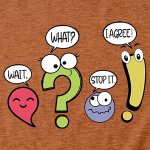 Détail d'un t-shirt terracotta en coton avec motifs emoji colorés et textes amusants