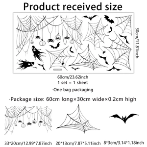 Αυτοκόλλητα Halloween με νυχτερίδα και ιστό αράχνης για γιορτινή διακόσμηση τοίχου