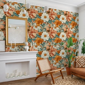 Floral Wallpaper Self Adhesive PVC Vintage Daisy Pattern Wall Stickers For Living Room Bedroom Furniture Renovation