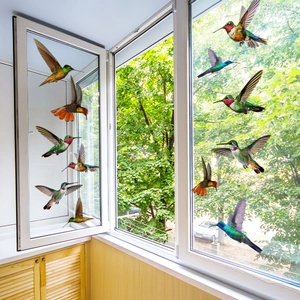 Colorful Hummingbird Window Clings Double Sided Static Stickers For Glass Anti Collision Bird Strike Decoration For Home Office
