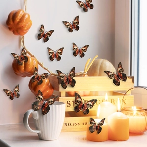 Lot de stickers papillon 3D crâne avec décoration d'Halloween et citrouilles