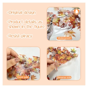 Double-sided autumn maple leaf window clings with waterproof static film design