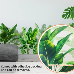 Stickers muraux autocollants feuilles tropicales vertes avec motifs de monstera