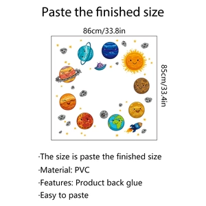 Solar system planet wall stickers for kids rooms with space ships and stars PVC decals