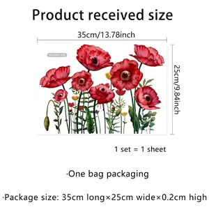Tableau des tailles pour sticker mural fleuri affichant 35 cm de large et 25 cm de haut