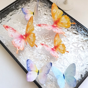 3D gold-edged butterfly wall stickers in vibrant watercolor gradients for room decor