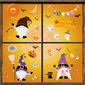 Détails des autocollants d'Halloween avec gnomes, citrouilles et motifs fantômes
