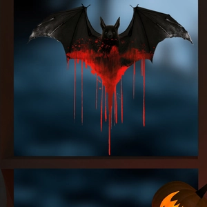 Halloween bloody bat window clings double-sided scary bat stickers with red blood drips
